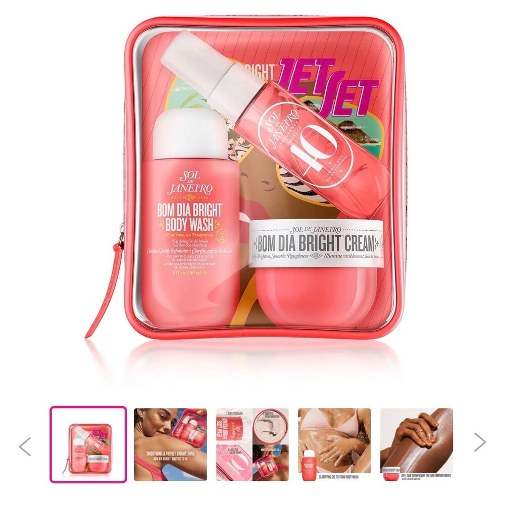 Sol De Janeiro Travel Pouch Clear Airplane TSA Cosmetic Bag Reusable Red Zipper - Picture 3 of 3